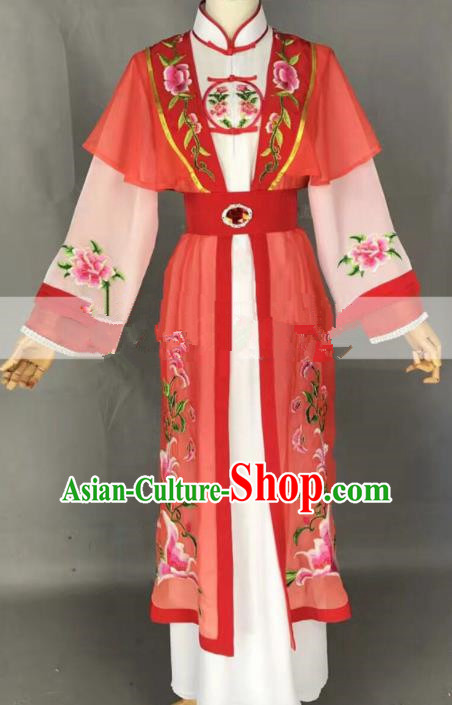 Chinese Traditional Peking Opera Diva Tan Chun Red Dress Ancient Court Lady Costume for Women