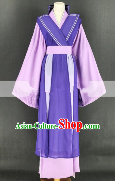 Chinese Traditional Peking Opera Diva Purple Dress Ancient Countess Costume for Women