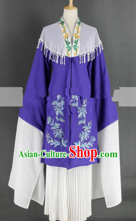 Chinese Traditional Peking Opera Diva Purple Dress Ancient Rich Lady Costume for Women