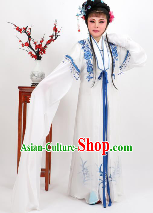Professional Chinese Traditional Peking Opera Diva White Dress Ancient Nobility Lady Costume for Women