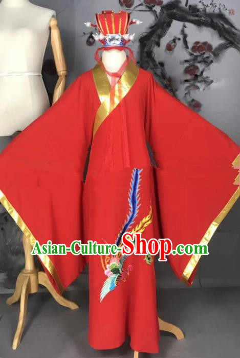 Professional Chinese Traditional Beijing Opera Niche Jiao Zhongqing Red Clothing Ancient Scholar Costume for Men