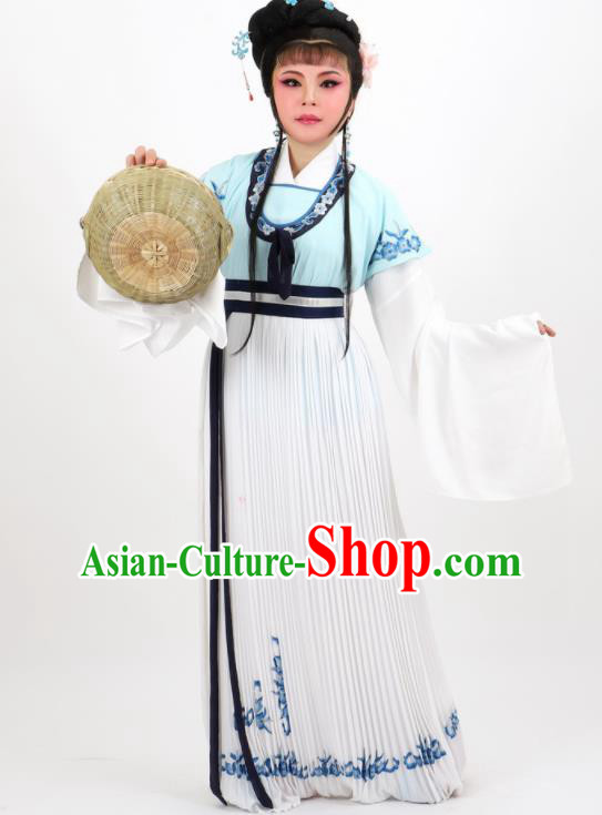 Professional Chinese Traditional Peking Opera Diva White Dress Ancient Young Lady Costume for Women