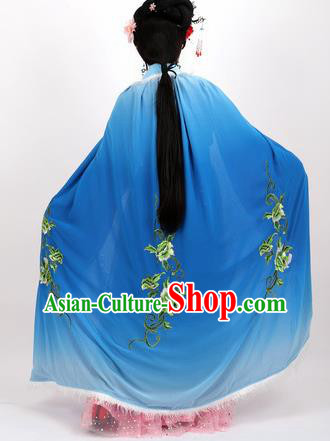 Professional Chinese Traditional Beijing Opera Blue Cape Ancient Princess Costume for Women
