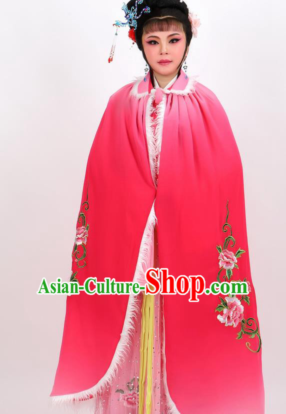 Professional Chinese Traditional Beijing Opera Rosy Cape Ancient Princess Costume for Women