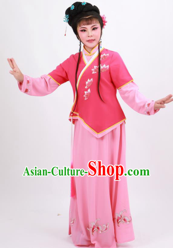 Professional Chinese Traditional Beijing Opera Maidservants Rosy Dress Ancient Young Lady Costume for Women