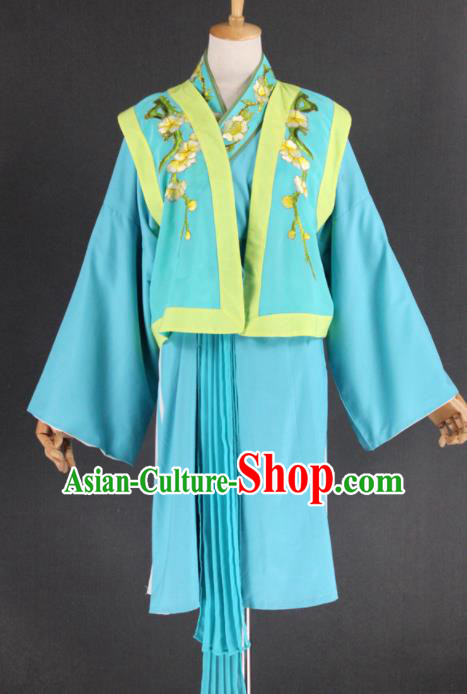 Professional Chinese Traditional Beijing Opera Blue Clothing Ancient Scholar Livehand Costume for Men