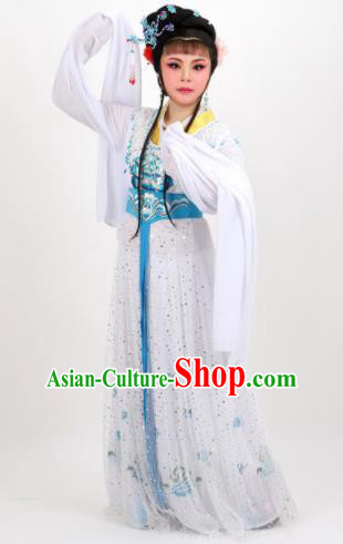 Professional Chinese Traditional Peking Opera Princess White Dress Ancient Palace Lady Costume for Women