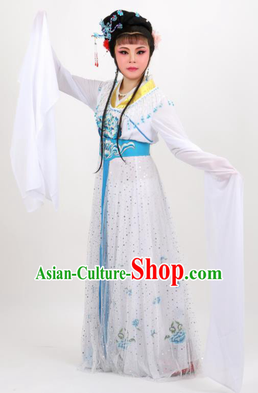 Professional Chinese Traditional Peking Opera Princess White Dress Ancient Palace Lady Costume for Women