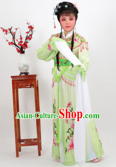 Chinese Traditional Peking Opera Actress Court Princess Green Dress Ancient Palace Lady Costume for Women