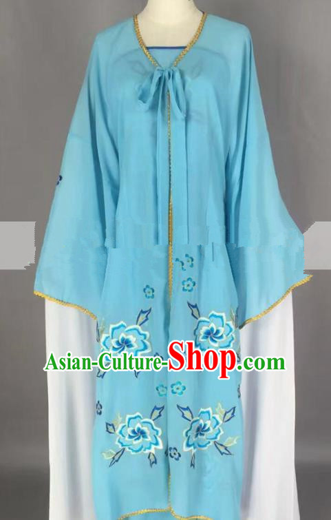 Chinese Traditional Peking Opera Actress Servant Girl Blue Dress Ancient Poor Lady Costume for Women