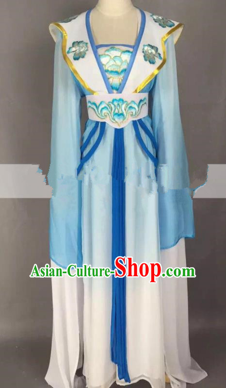 Chinese Traditional Peking Opera Actress Court Maid Blue Dress Ancient Rich Lady Costume for Women