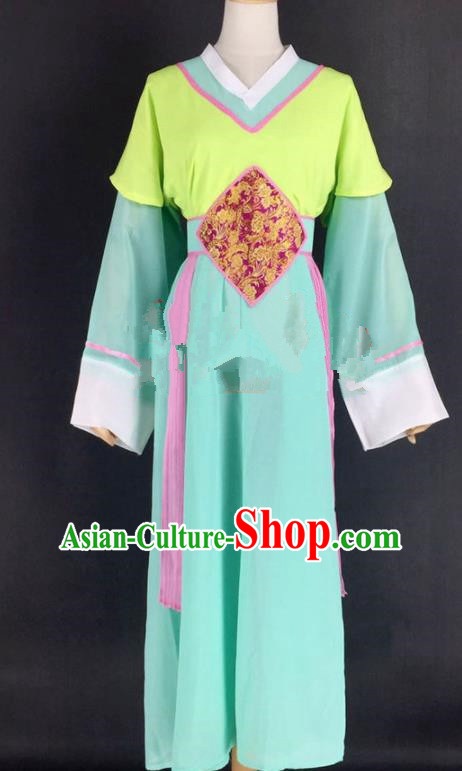 Chinese Traditional Peking Opera Actress Court Maid Green Dress Ancient Servant Girl Costume for Women