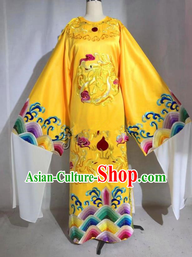 Professional Chinese Traditional Beijing Opera Yellow Imperial Robe Ancient Emperor Costume for Men