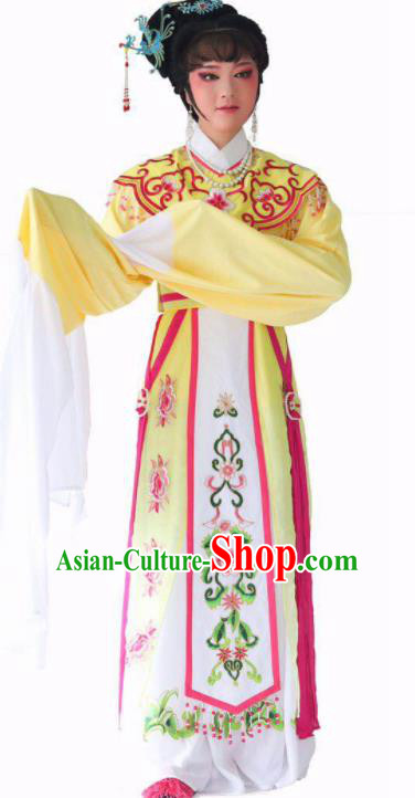 Chinese Traditional Peking Opera Princess Yellow Dress Ancient Imperial Consort Costume for Women