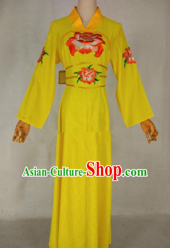 Chinese Traditional Peking Opera Young Lady Yellow Dress Ancient Servant Girl Costume for Women