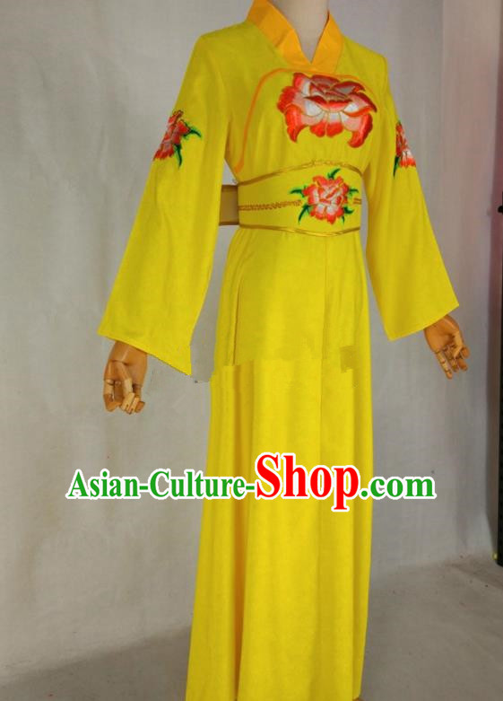 Chinese Traditional Peking Opera Young Lady Yellow Dress Ancient Servant Girl Costume for Women