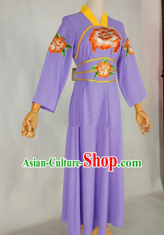 Chinese Traditional Peking Opera Young Lady Purple Dress Ancient Servant Girl Costume for Women