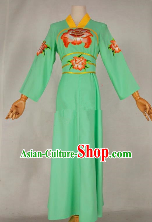 Chinese Traditional Peking Opera Young Lady Light Green Dress Ancient Servant Girl Costume for Women