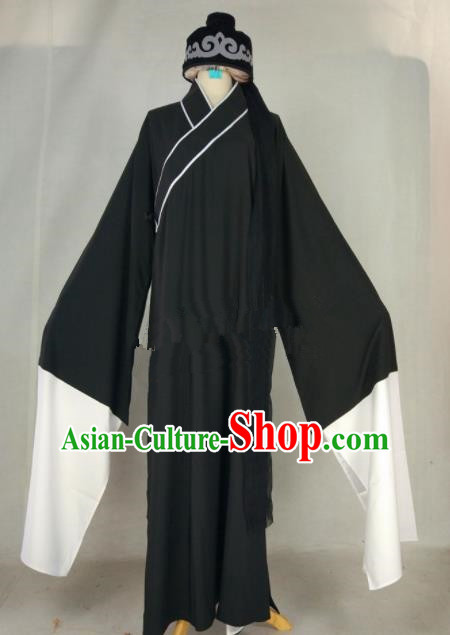 Chinese Traditional Beijing Opera Niche Liang Shanbo Black Robe Ancient Scholar Costume for Men