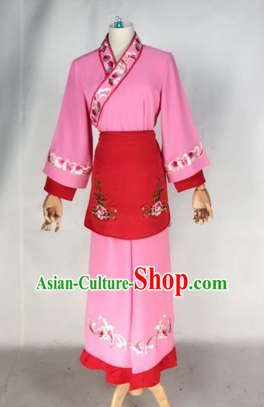 Chinese Traditional Peking Opera Maidservant Pink Dress Ancient Servant Girl Costume for Women