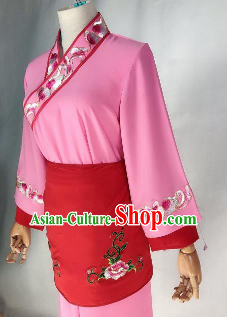 Chinese Traditional Peking Opera Maidservant Pink Dress Ancient Servant Girl Costume for Women