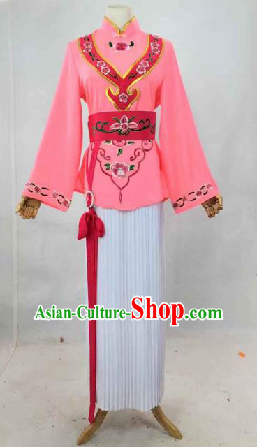 Chinese Traditional Peking Opera Actress Maidservant Pink Dress Ancient Country Lady Costume for Women