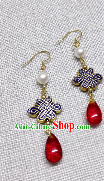 Chinese Traditional Hanfu Cloisonne Earrings Ancient Princess Ear Accessories for Women