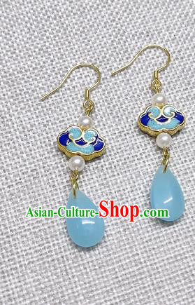 Chinese Traditional Hanfu Cloisonne Cloud Earrings Ancient Princess Ear Accessories for Women