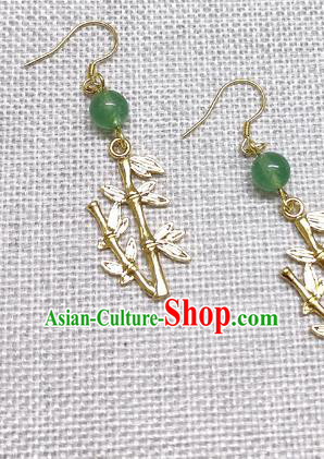 Chinese Traditional Hanfu Golden Bamboo Earrings Ancient Princess Ear Accessories for Women