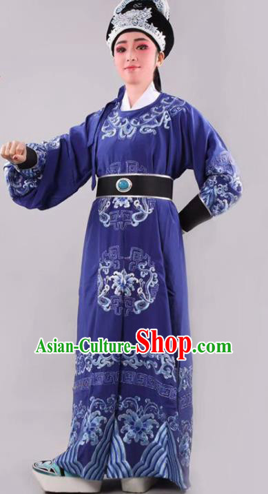 Chinese Traditional Beijing Opera Takefu Royalblue Robe Ancient Number One Scholar Costume for Men