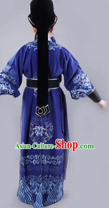 Chinese Traditional Beijing Opera Takefu Royalblue Robe Ancient Number One Scholar Costume for Men