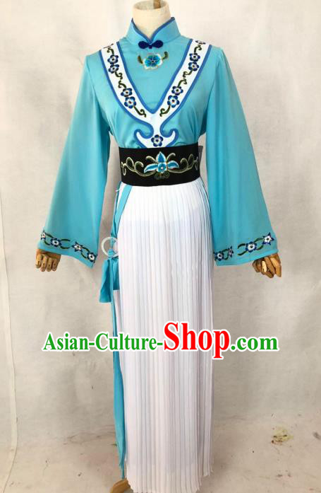 Chinese Traditional Peking Opera Servant Girl Green Dress Ancient Maidservant Costume for Women