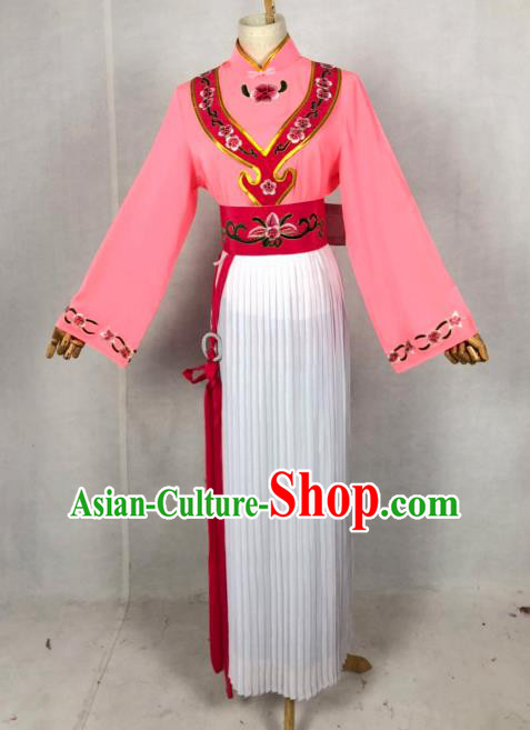 Chinese Traditional Peking Opera Servant Girl Pink Dress Ancient Maidservant Costume for Women