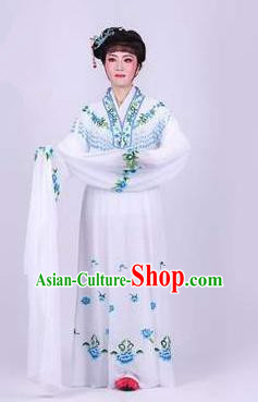 Chinese Traditional Peking Opera Actress Rich Lady White Dress Ancient Royal Princess Costume for Women