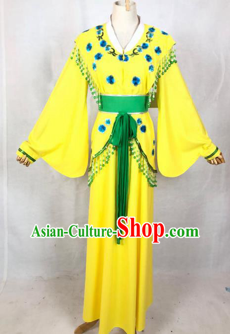 Chinese Traditional Peking Opera Actress Court Maid Yellow Dress Ancient Maidservant Costume for Women