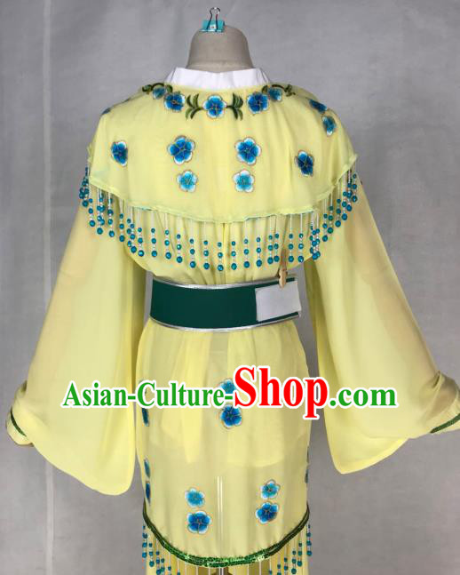 Chinese Traditional Peking Opera Actress Young Lady Yellow Dress Ancient Maidservant Costume for Women