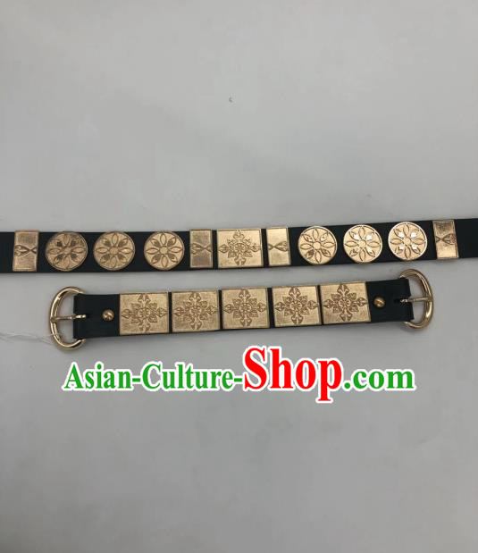 Chinese Traditional Ming Dynasty Blades Hanfu Belts Ancient Swordsman Leather Waistband for Men