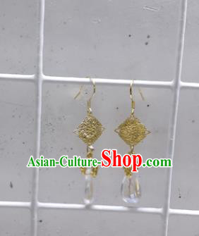 Chinese Traditional Hanfu Golden Earrings Ancient Princess Ear Accessories for Women