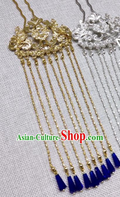Chinese Traditional Hair Accessories Hanfu Golden Tassel Hairpins Ancient Princess Headwear for Women