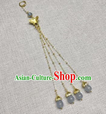 Chinese Traditional Hanfu Golden Butterfly Tassel Brooch Accessories Ancient Qing Dynasty Queen Breastpin Pendant for Women