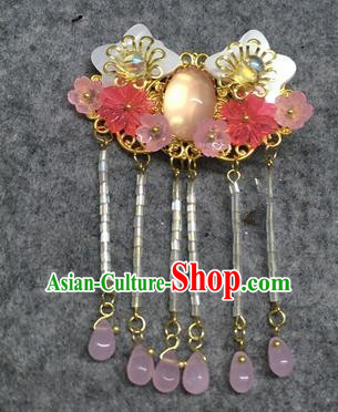 Chinese Traditional Hanfu Pendant Accessories Pink Plum Brooch Ancient Qing Dynasty Queen Breastpin for Women