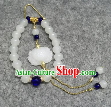 Chinese Traditional Hanfu Pendant Accessories White Lotus Brooch Ancient Qing Dynasty Queen Breastpin for Women