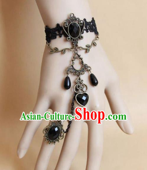 Top Grade Handmade Halloween Cosplay Gothic Bangle Fancy Ball Black Bracelet Accessories for Women