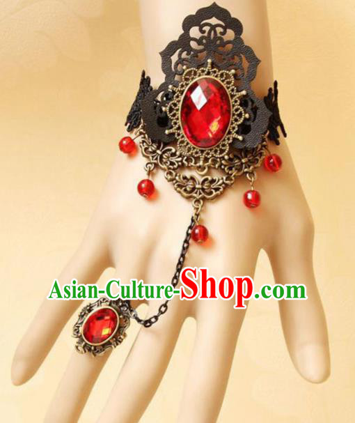 Top Grade Handmade Halloween Cosplay Gothic Red Crystal Bracelet Fancy Ball Bangle Accessories for Women