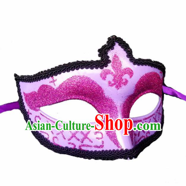 Handmade Halloween Cosplay Venice Carnival Purple Mask Fancy Ball Stage Show Face Masks Accessories for Women