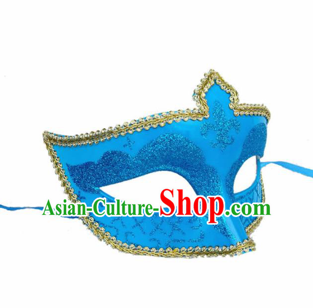 Handmade Halloween Cosplay Venice Carnival Blue Mask Fancy Ball Stage Show Face Masks Accessories for Women