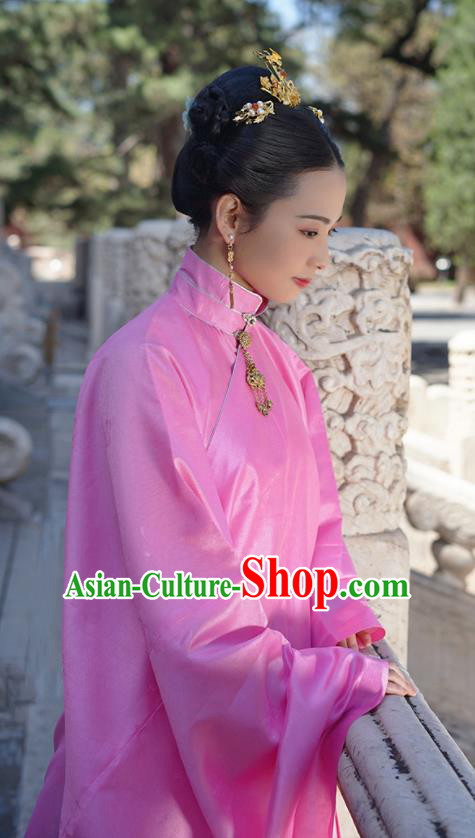 Asian Chinese Ming Dynasty Countess Pink Hanfu Dress Traditional Ancient Royal Princess Costumes for Women