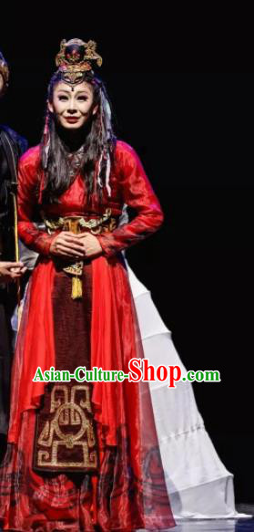 Chinese Ancient Stateswoman Queen Fu Hao Red Hanfu Dress Shang Dynasty Empress Fuhao Costumes Complete Set