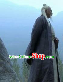 Chinese Ancient Spring and Autumn Period Civilian Clothing Philosopher Laozi Writer Lao Tzu Costumes Complete Set