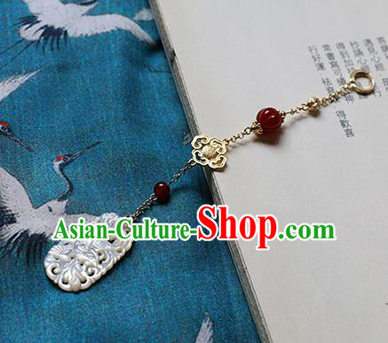 Chinese Ancient Ming Dynasty Imperial Consort Shell Carving Brooch Pendant Traditional Hanfu Court Accessories for Women